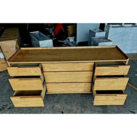 SB589 : Tủ Ngang 09 Ngăn Kéo Màu Vàng Gỗ - Ngang 172cm